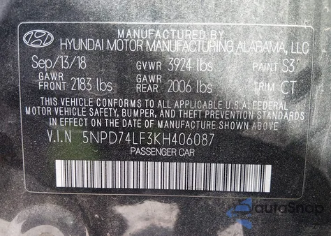 2019 Hyundai Elantra Se из США, поврежденный, VIN 5NPD74LF3KH406087